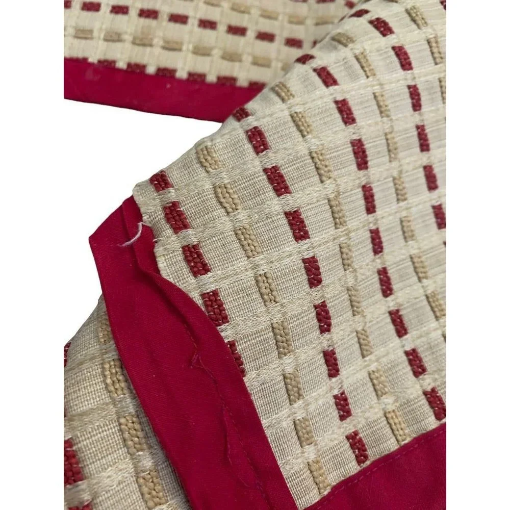 Set of 4 Woven Placemats Table Linens Red Tan 17 1/4